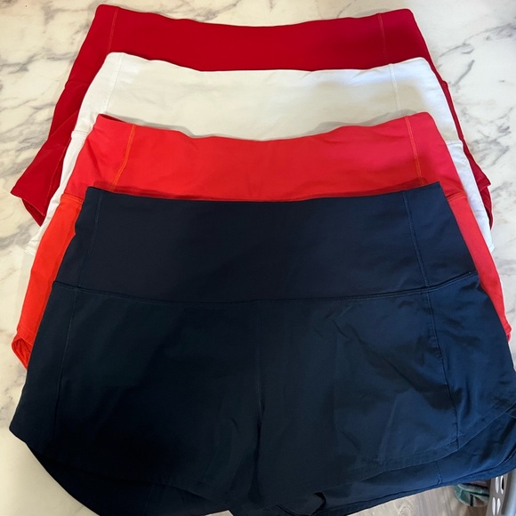 lululemon Speed Up HighRise 2.5” White Navy Blue & Orange & Red